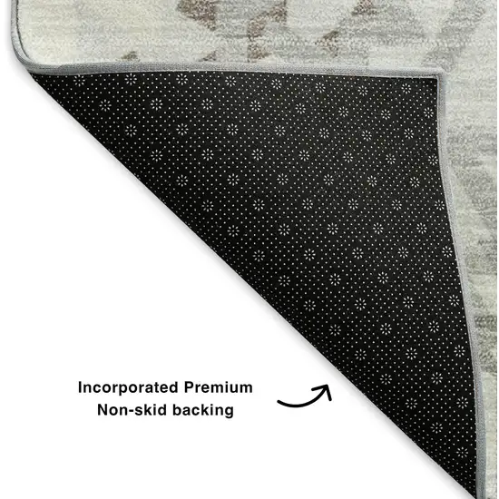 Silver And Gray Geometric Washable Area Rug With UV Protection Photo 6