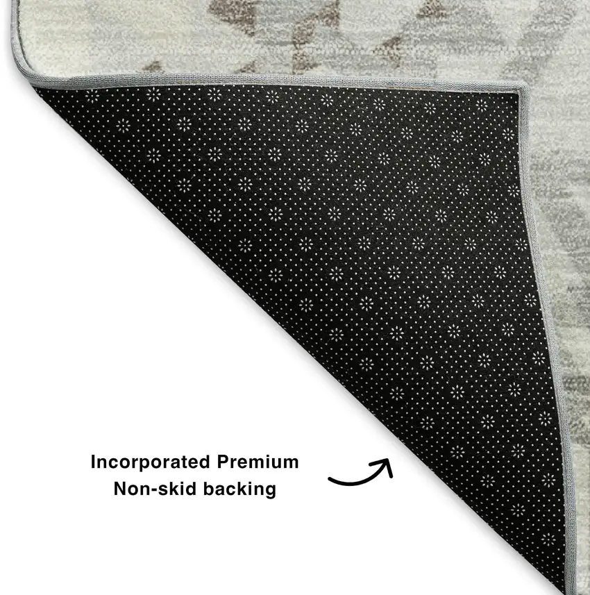 Silver And Gray Geometric Washable Area Rug With UV Protection Photo 6