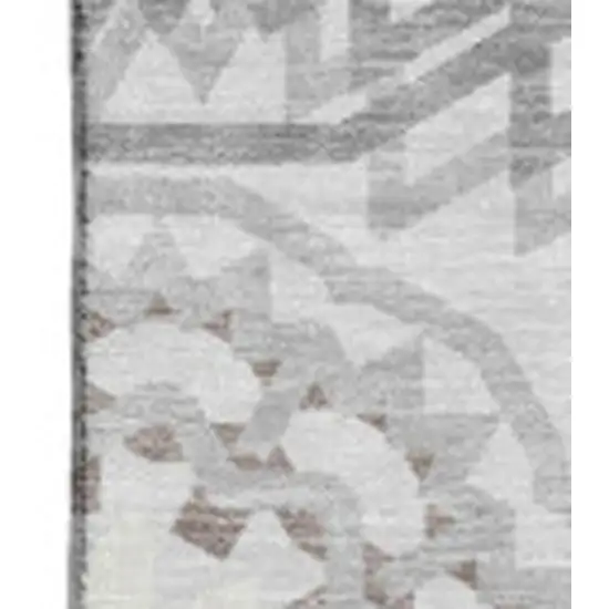 Silver And Gray Geometric Washable Area Rug With UV Protection Photo 2