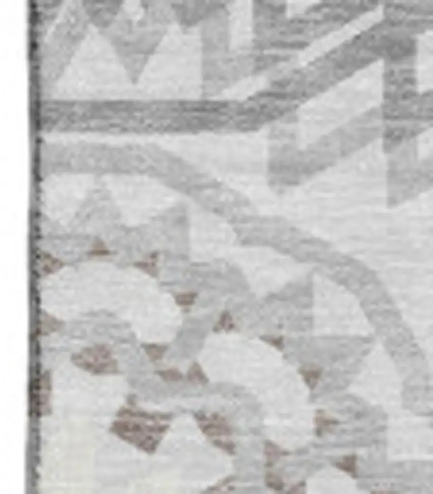 Silver And Gray Geometric Washable Area Rug With UV Protection Photo 2