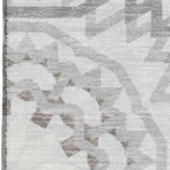 Silver And Gray Geometric Washable Area Rug With UV Protection Photo 2