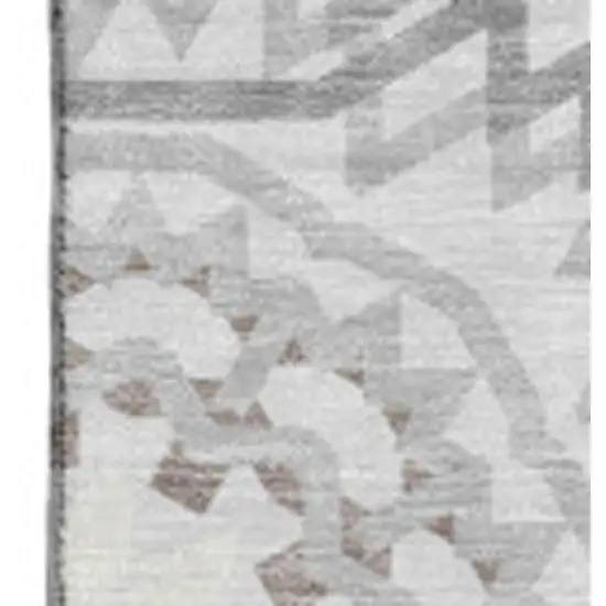 Silver And Gray Geometric Washable Area Rug With UV Protection Photo 2
