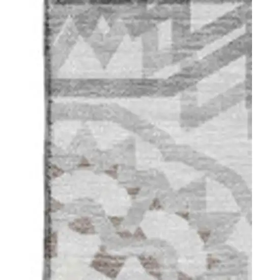 Silver And Gray Geometric Washable Area Rug With UV Protection Photo 4