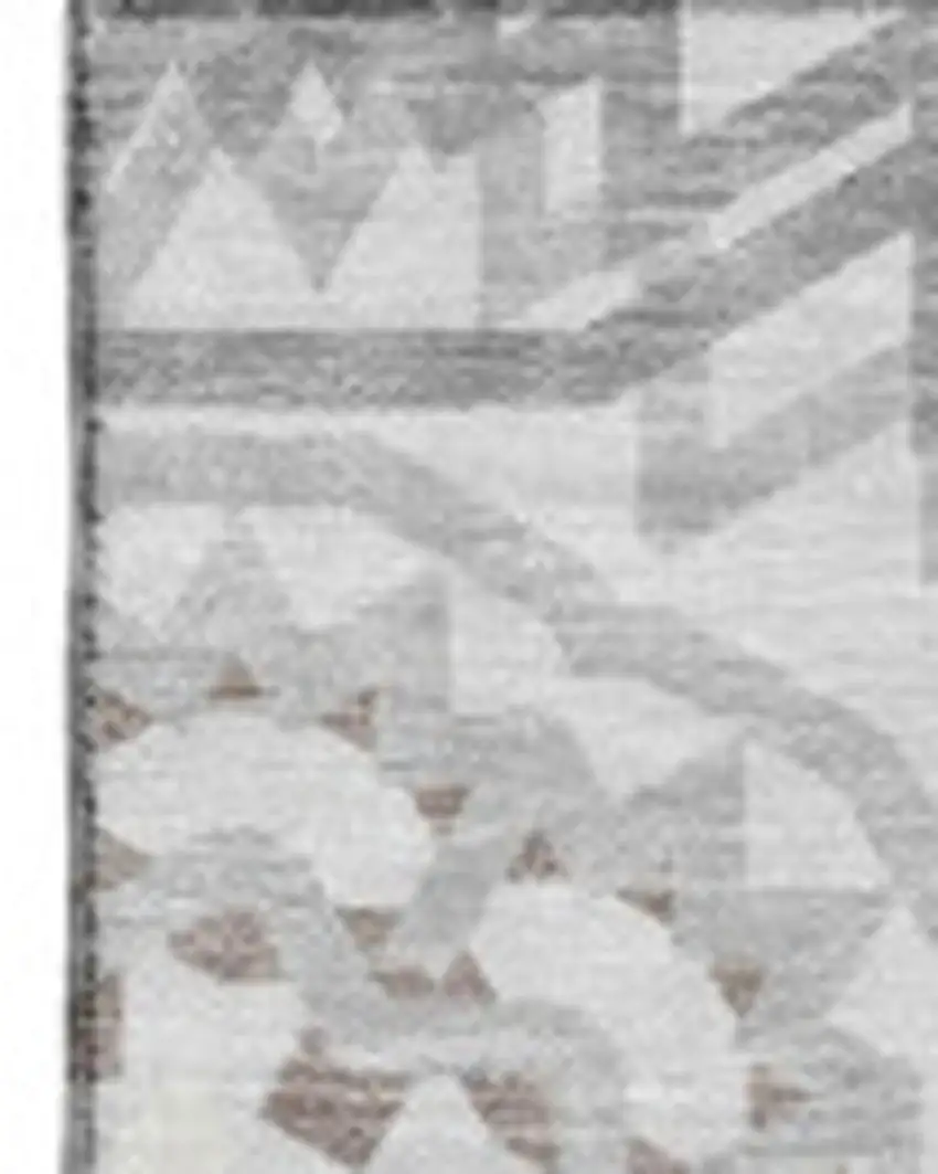 Silver And Gray Geometric Washable Area Rug With UV Protection Photo 4