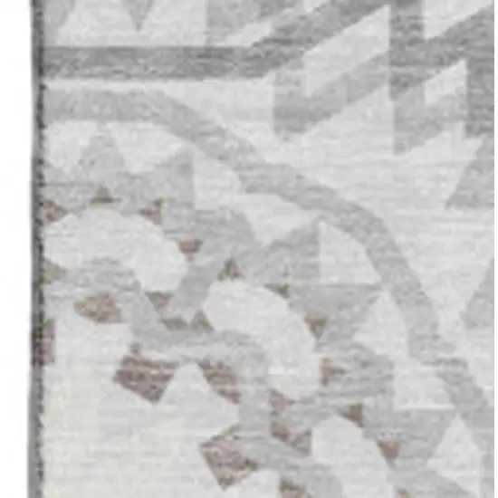 Silver And Gray Geometric Washable Area Rug With UV Protection Photo 2