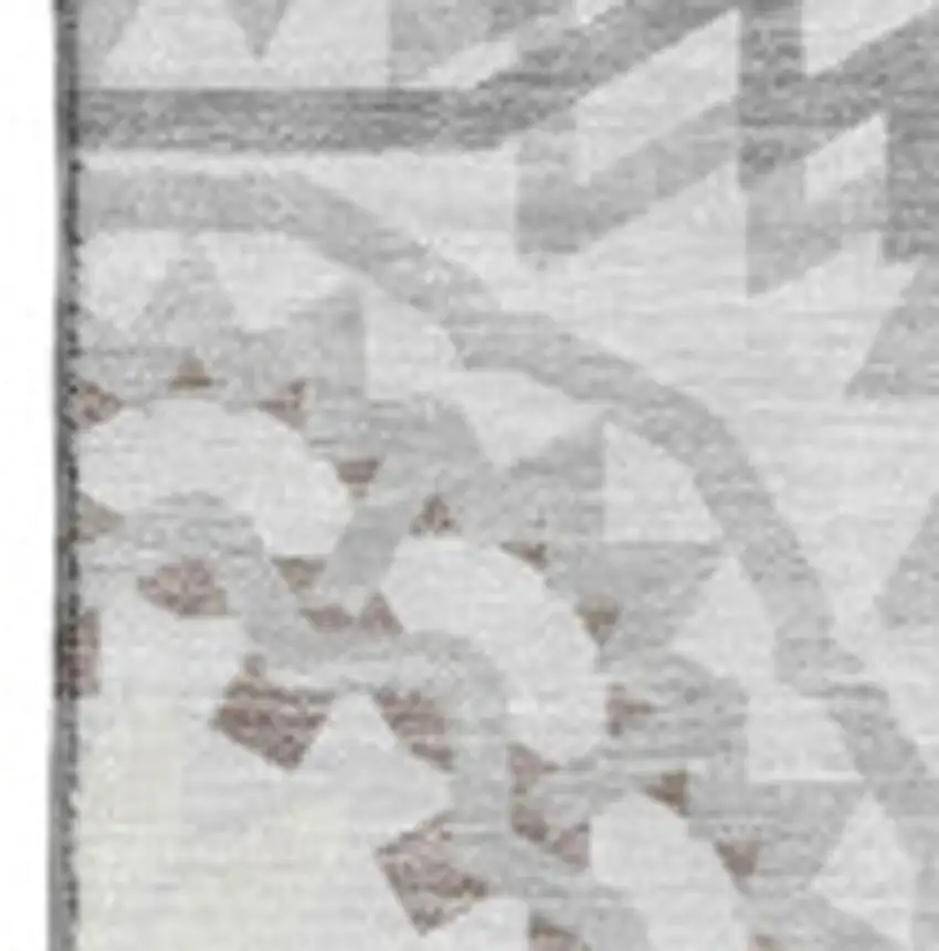 Silver And Gray Geometric Washable Area Rug With UV Protection Photo 2