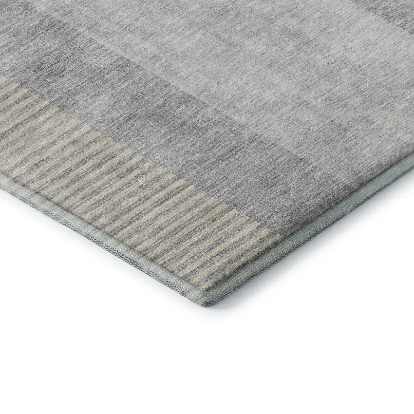 Silver And Gray Geometric Washable Area Rug With UV Protection Photo 6