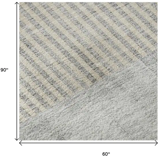 Silver And Gray Geometric Washable Area Rug With UV Protection Photo 8