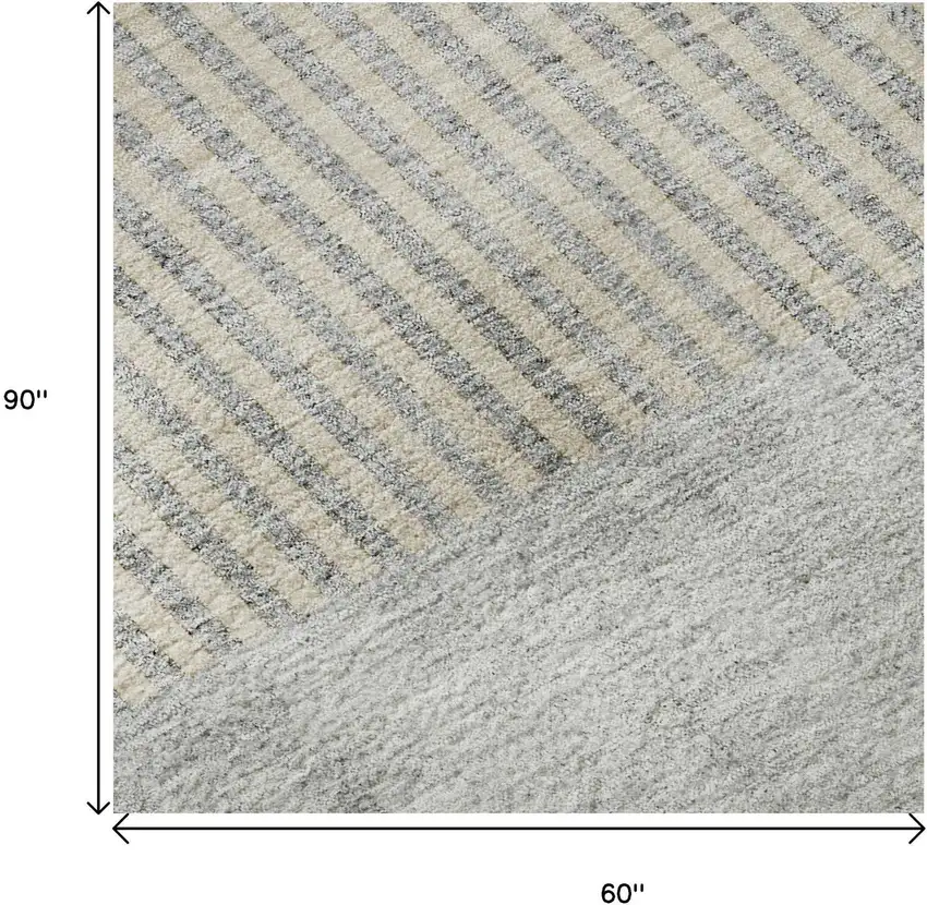 Silver And Gray Geometric Washable Area Rug With UV Protection Photo 8