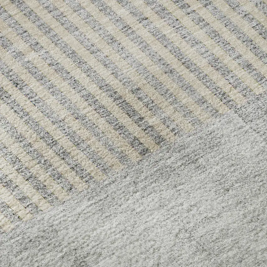 Silver And Gray Geometric Washable Area Rug With UV Protection Photo 1