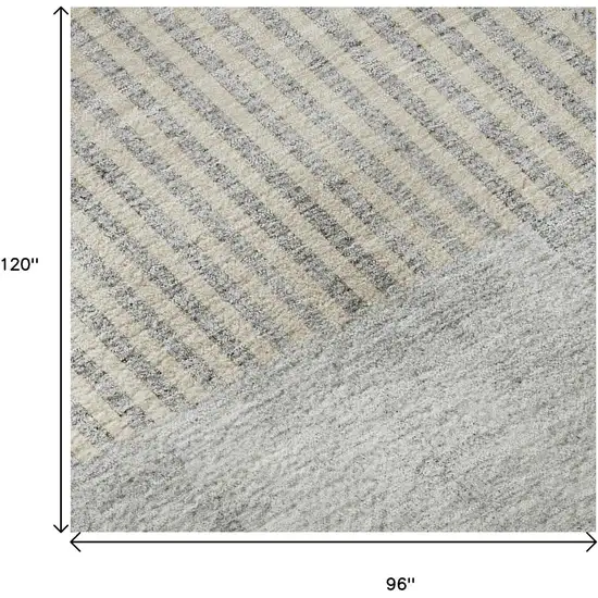 Silver And Gray Geometric Washable Area Rug With UV Protection Photo 9