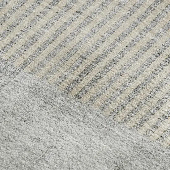 Silver And Gray Geometric Washable Area Rug With UV Protection Photo 2