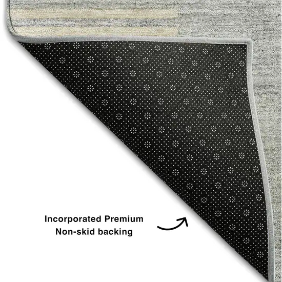 Silver And Gray Geometric Washable Area Rug With UV Protection Photo 6