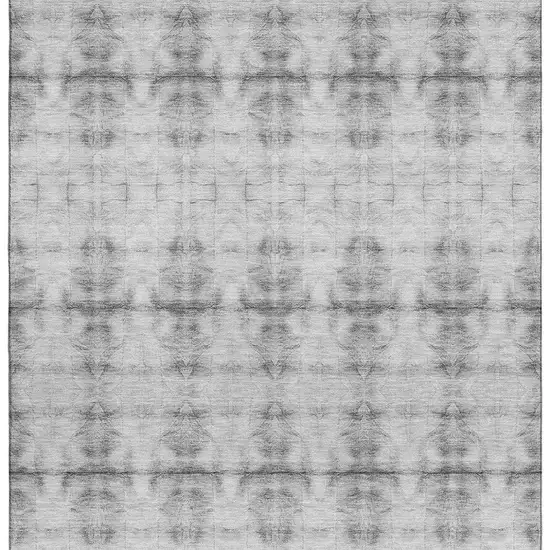 Silver And Gray Geometric Washable Area Rug With UV Protection Photo 4