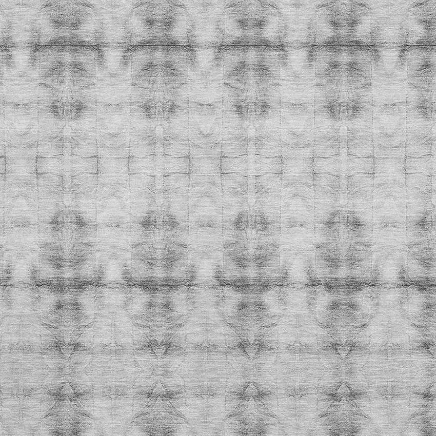 Silver And Gray Geometric Washable Area Rug With UV Protection Photo 3