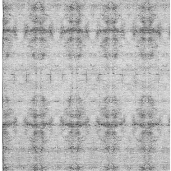 Silver And Gray Geometric Washable Area Rug With UV Protection Photo 3