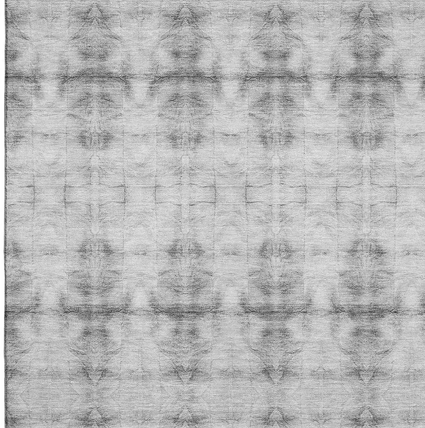 Silver And Gray Geometric Washable Area Rug With UV Protection Photo 3