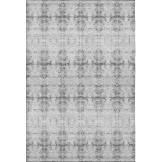 Silver And Gray Geometric Washable Area Rug With UV Protection Photo 4
