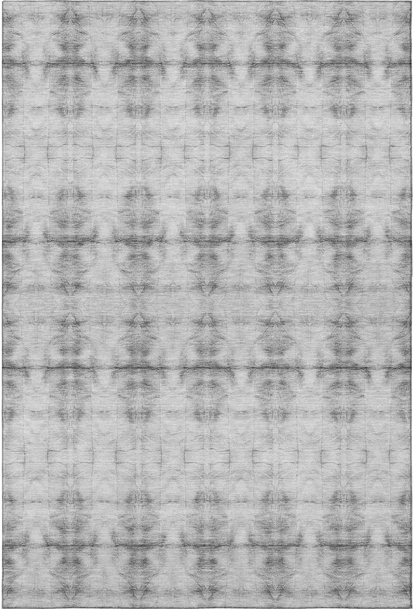 Silver And Gray Geometric Washable Area Rug With UV Protection Photo 4