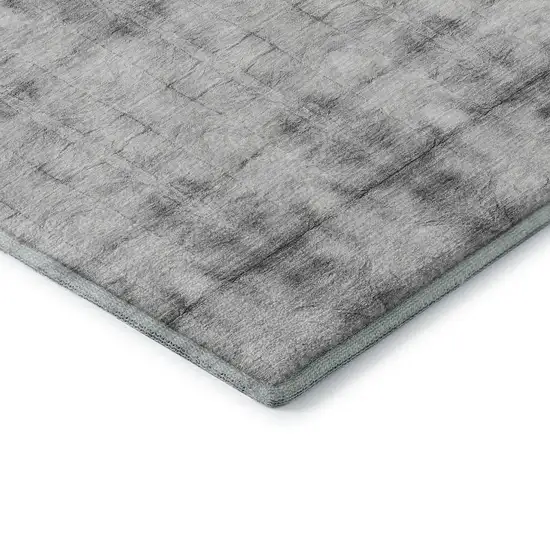 Silver And Gray Geometric Washable Area Rug With UV Protection Photo 8