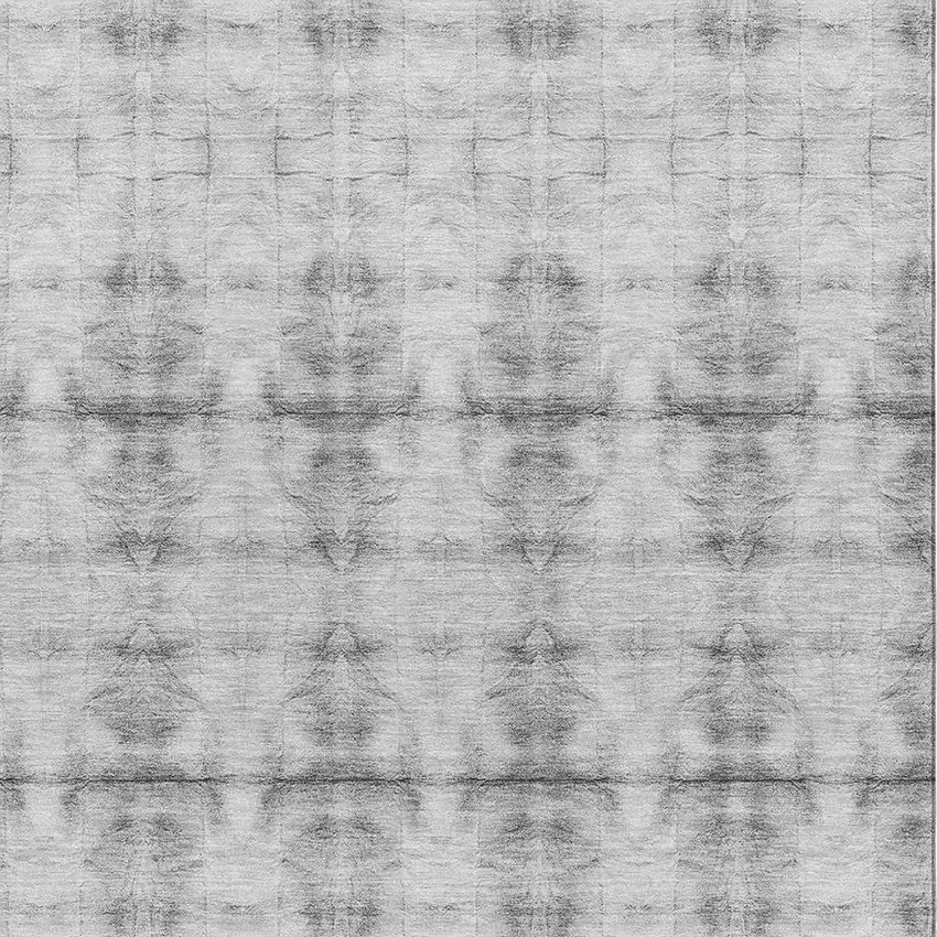 Silver And Gray Geometric Washable Area Rug With UV Protection Photo 3