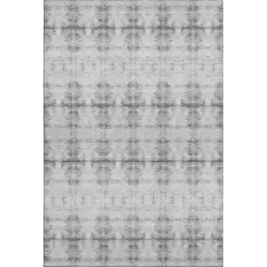 Photo of Silver And Gray Geometric Washable Area Rug With UV Protection