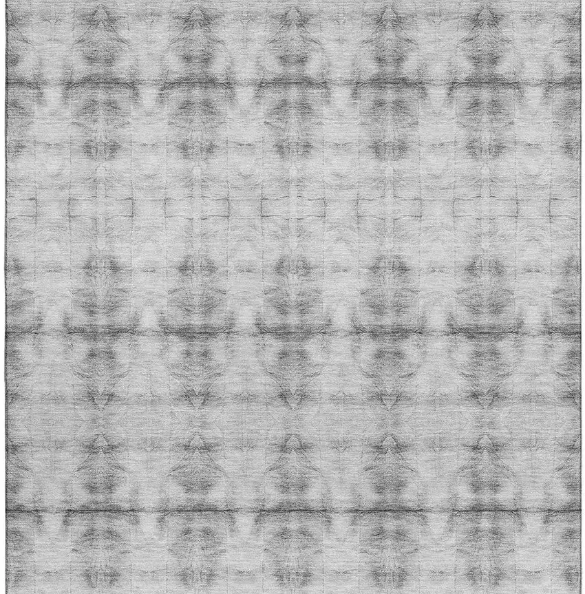 Silver And Gray Geometric Washable Area Rug With UV Protection Photo 3