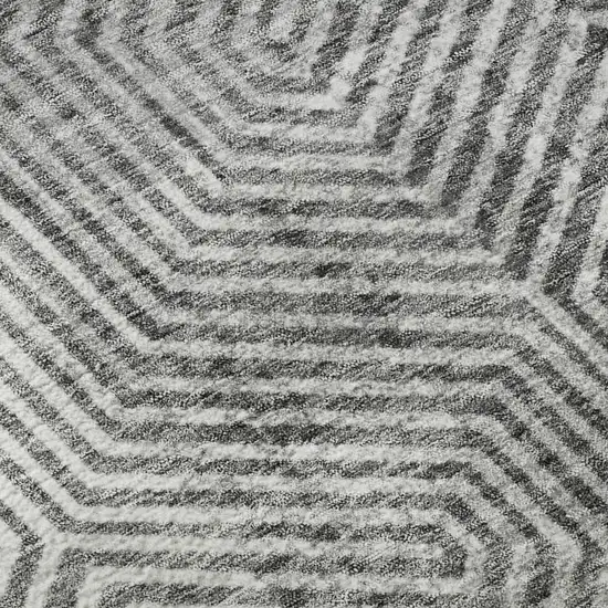 Silver And Gray Geometric Washable Area Rug With UV Protection Photo 8