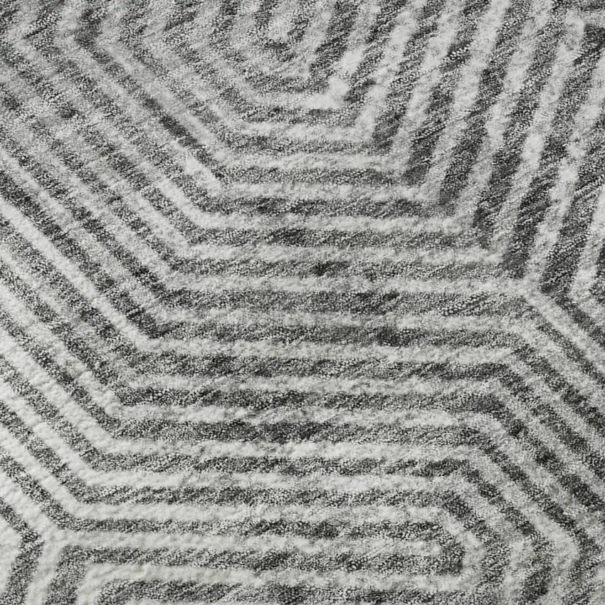 Silver And Gray Geometric Washable Area Rug With UV Protection Photo 8