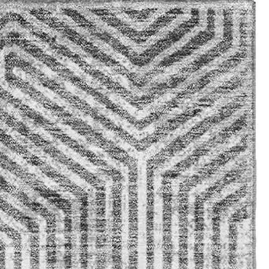 Silver And Gray Geometric Washable Area Rug With UV Protection Photo 3