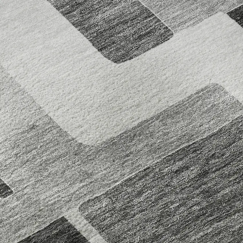 Silver And Gray Geometric Washable Area Rug With UV Protection Photo 9