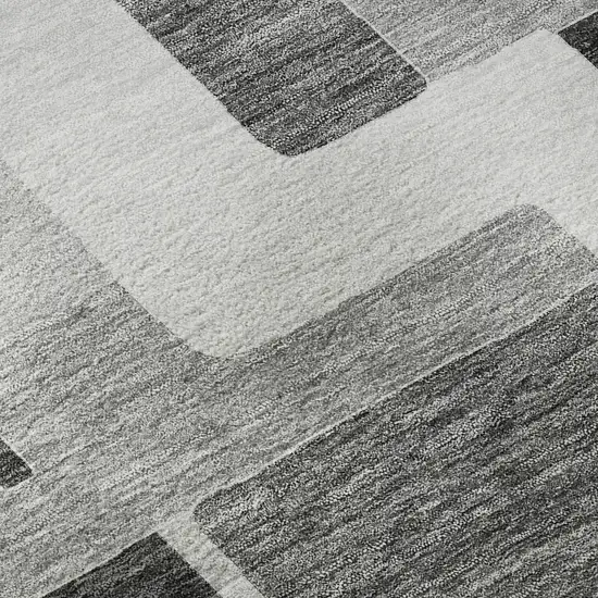 Silver And Gray Geometric Washable Area Rug With UV Protection Photo 9