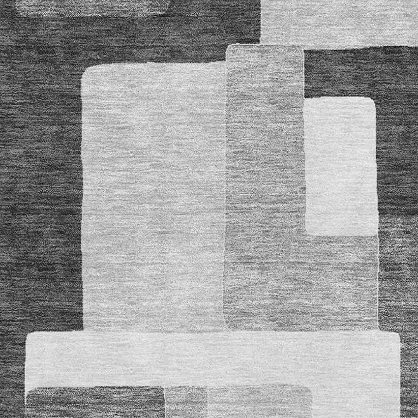 Silver And Gray Geometric Washable Area Rug With UV Protection Photo 2