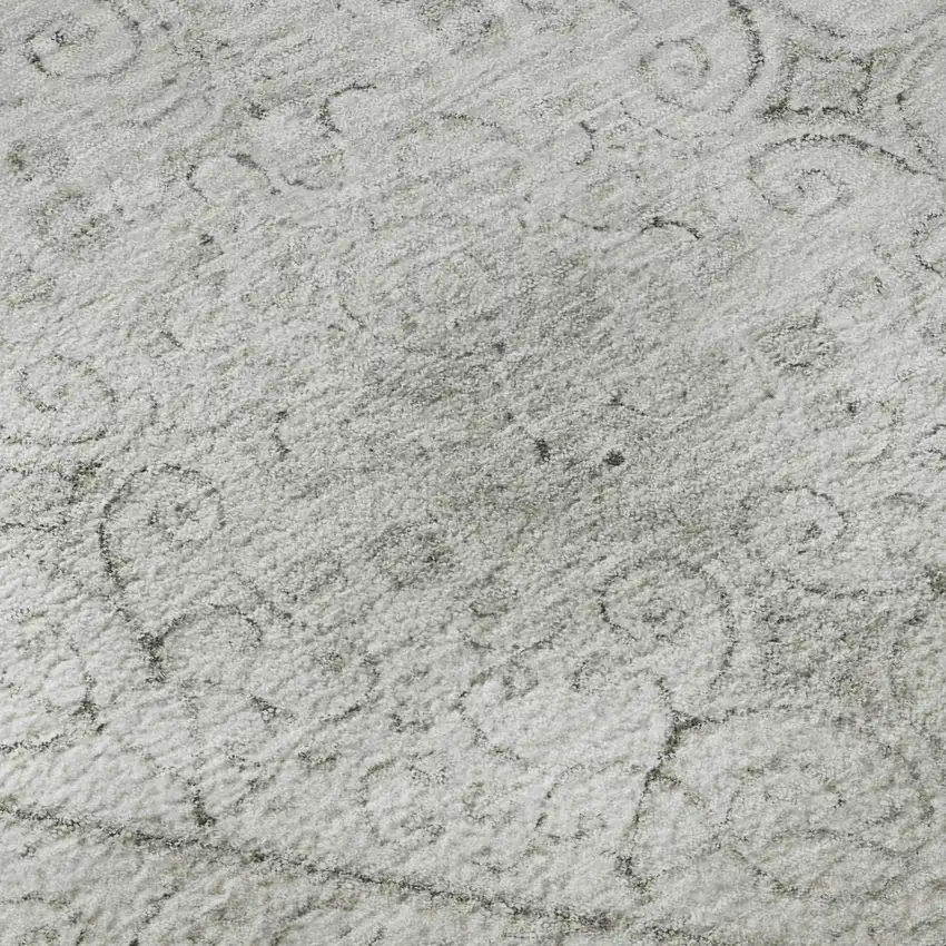 Silver And Gray Geometric Washable Area Rug With UV Protection Photo 9