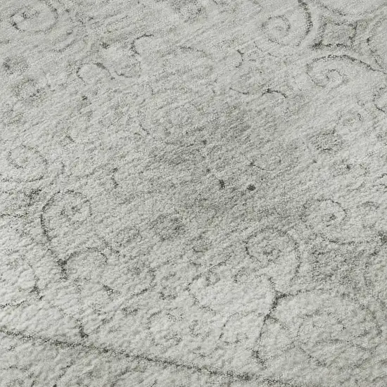 Silver And Gray Geometric Washable Area Rug With UV Protection Photo 9
