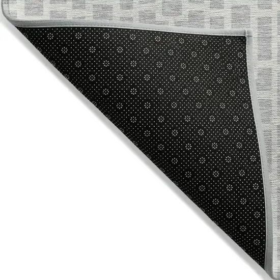 Silver And Gray Geometric Washable Indoor Outdoor Area Rug Photo 4