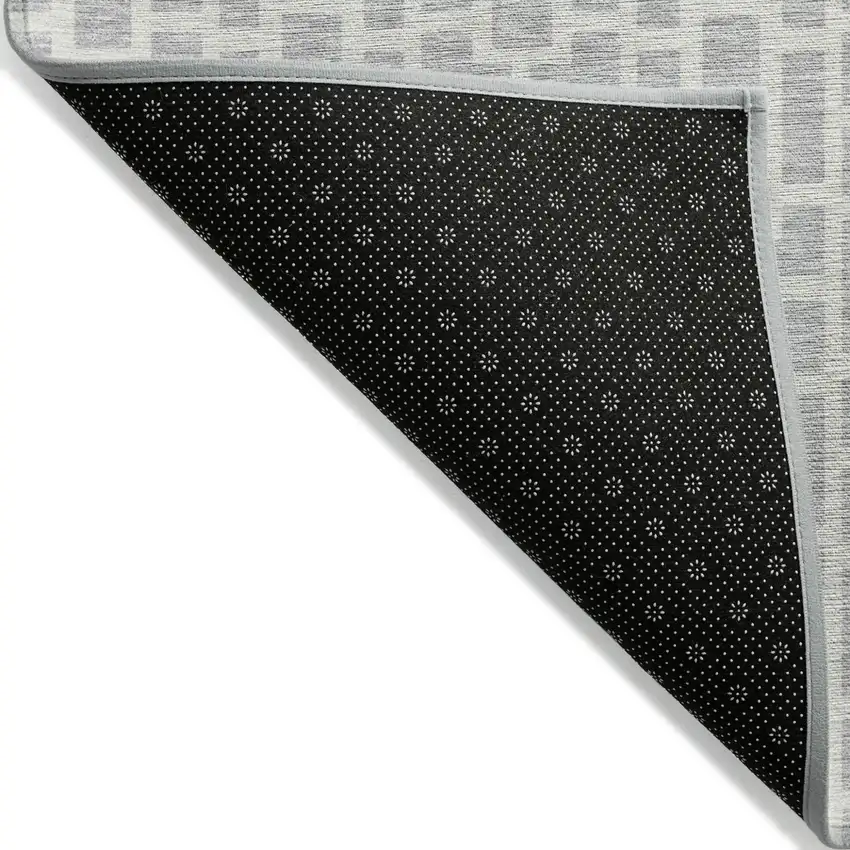Silver And Gray Geometric Washable Indoor Outdoor Area Rug Photo 4