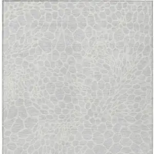 Photo of Silver And Gray Geometric Washable Indoor Outdoor Area Rug