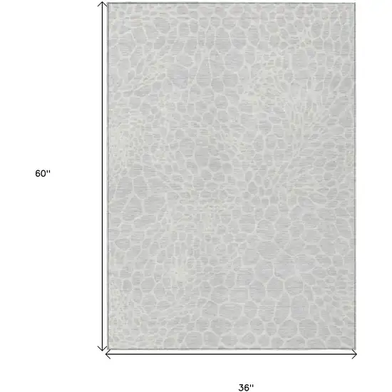 Silver And Gray Geometric Washable Indoor Outdoor Area Rug Photo 3