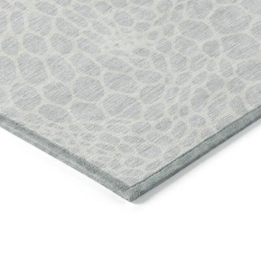 Silver And Gray Geometric Washable Indoor Outdoor Area Rug Photo 5