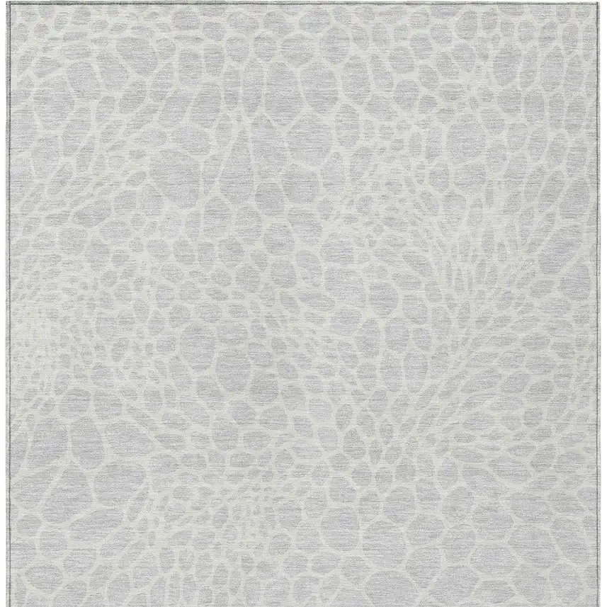 Silver And Gray Geometric Washable Indoor Outdoor Area Rug Photo 7