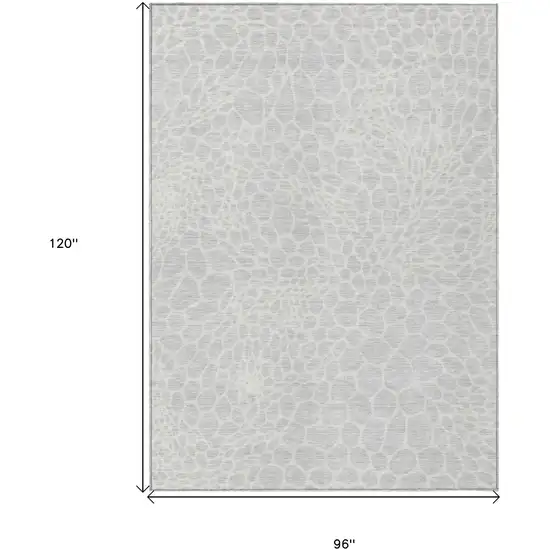 Silver And Gray Geometric Washable Indoor Outdoor Area Rug Photo 3