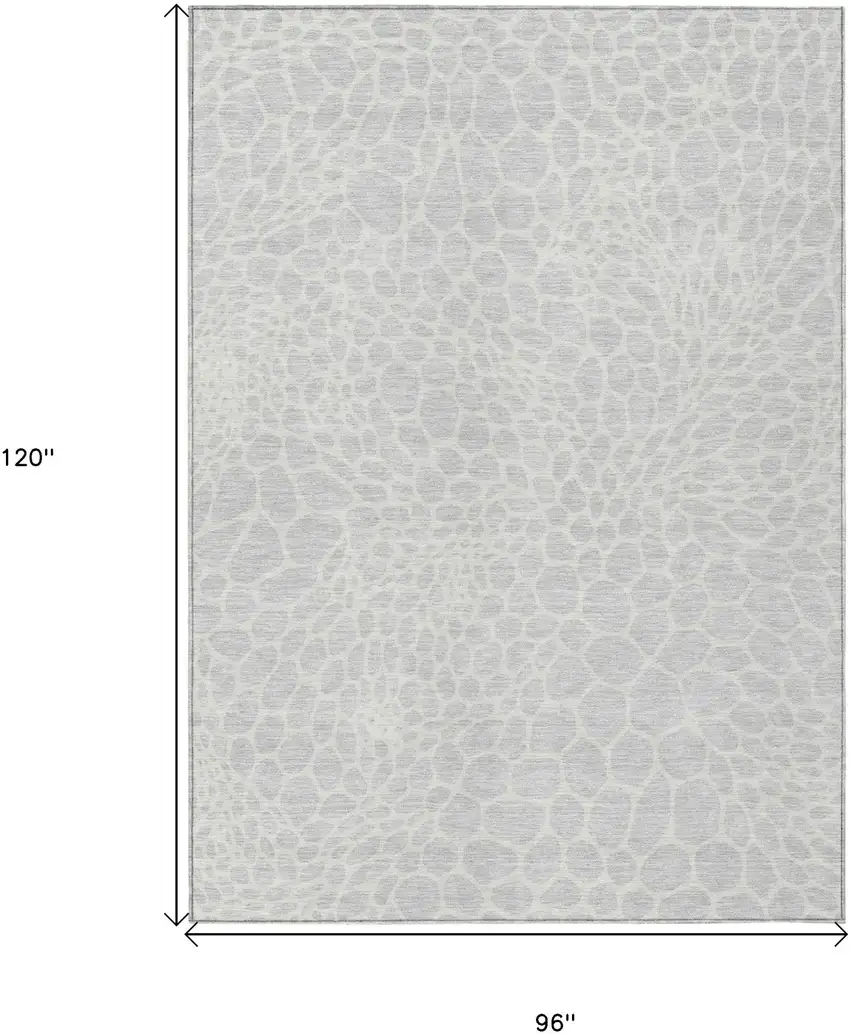 Silver And Gray Geometric Washable Indoor Outdoor Area Rug Photo 3