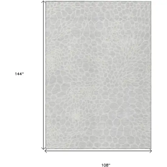Silver And Gray Geometric Washable Indoor Outdoor Area Rug Photo 3