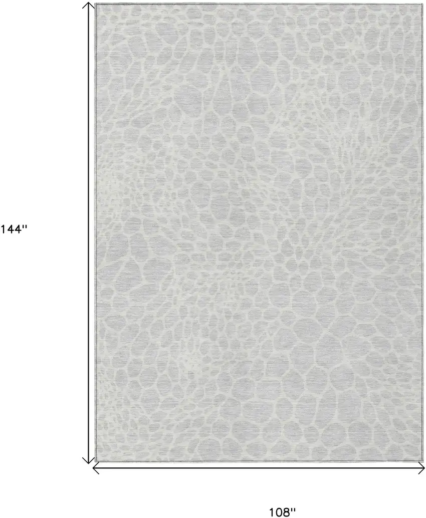 Silver And Gray Geometric Washable Indoor Outdoor Area Rug Photo 3