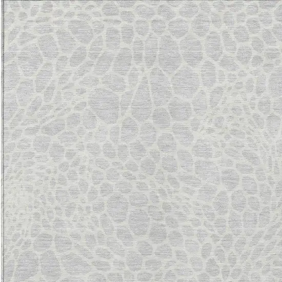 Silver And Gray Geometric Washable Indoor Outdoor Area Rug Photo 6