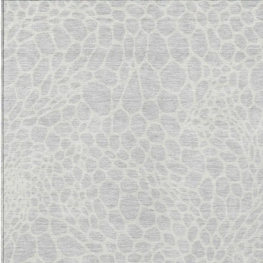 Silver And Gray Geometric Washable Indoor Outdoor Area Rug Photo 6