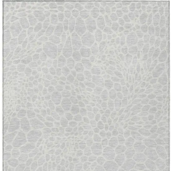 Silver And Gray Geometric Washable Indoor Outdoor Area Rug Photo 7