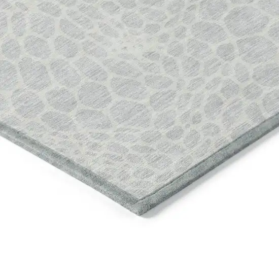 Silver And Gray Geometric Washable Indoor Outdoor Area Rug Photo 5