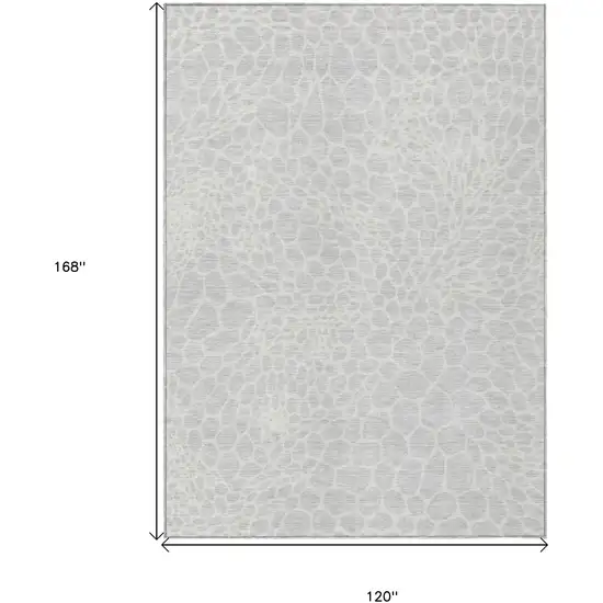 Silver And Gray Geometric Washable Indoor Outdoor Area Rug Photo 3